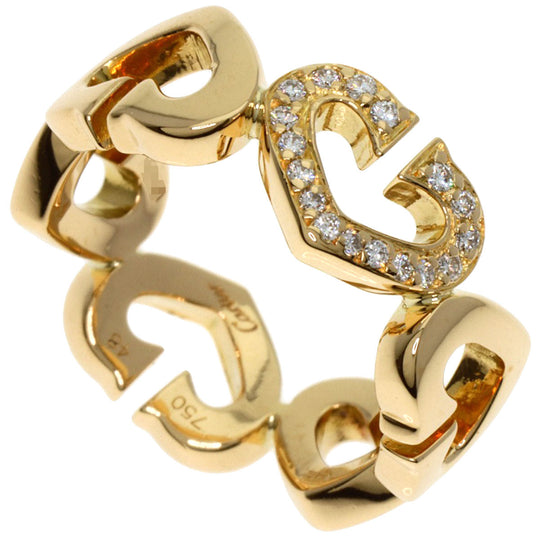 CARTIER Ring 18K Yellow Gold gold C Heart Diamond # 48