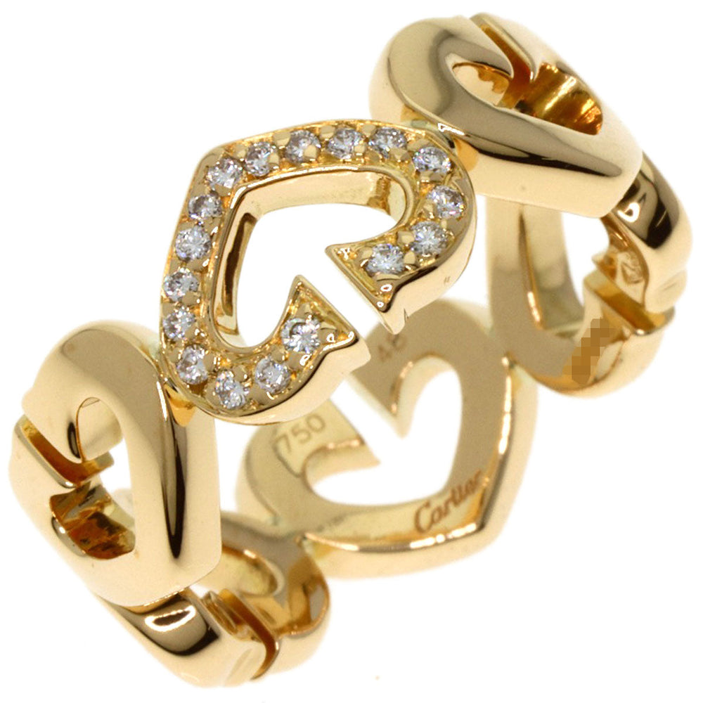 CARTIER Ring 18K Yellow Gold gold C Heart Diamond # 48 Women Used Authentic