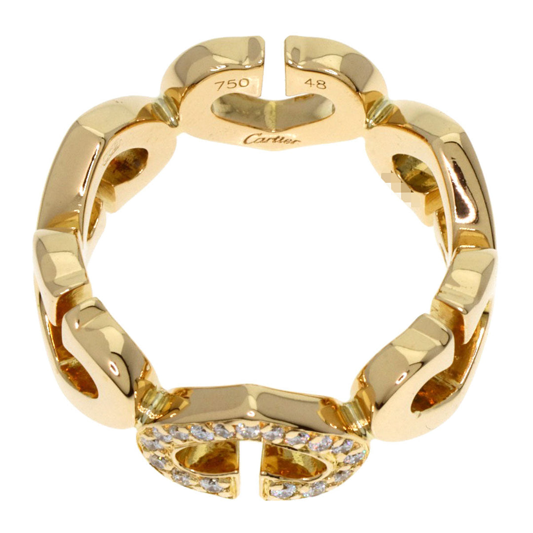 CARTIER Ring 18K Yellow Gold gold C Heart Diamond # 48