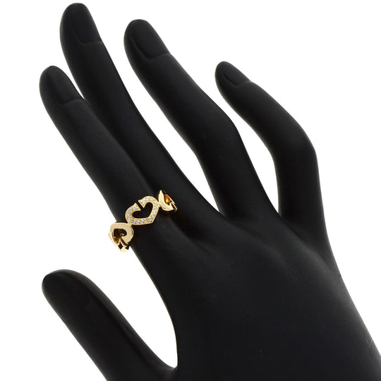 CARTIER Ring 18K Yellow Gold gold C Heart Diamond # 48