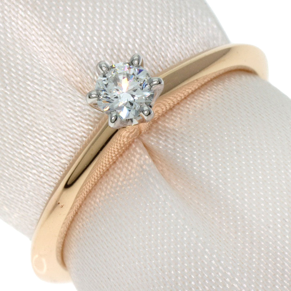TIFFANY&Co. Ring K18PG , PT950 gold solitaire diamond Women Used Authentic