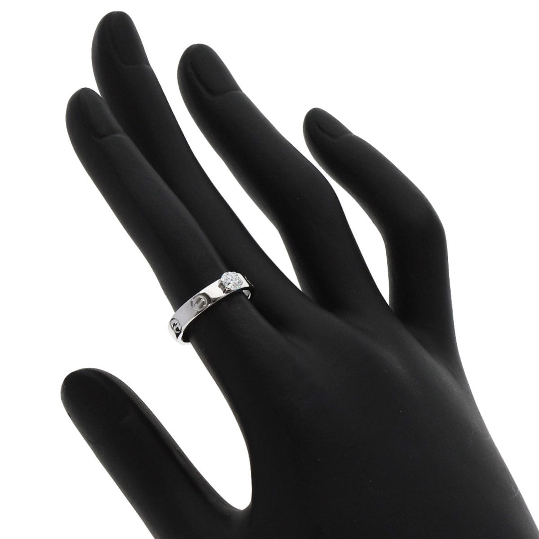 CARTIER Ring K18WG Silver Mini Love Ring 1P Diamond #49