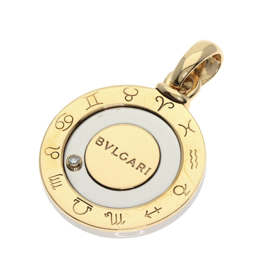 BVLGARI Pendant top K18YG , Stainless Steel gold Horoscope 1P Diamond Women(Unisex) Used Authentic