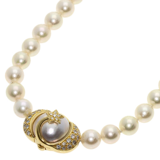 CHANEL Necklace 18K Yellow Gold white Comet Pearl Diamond