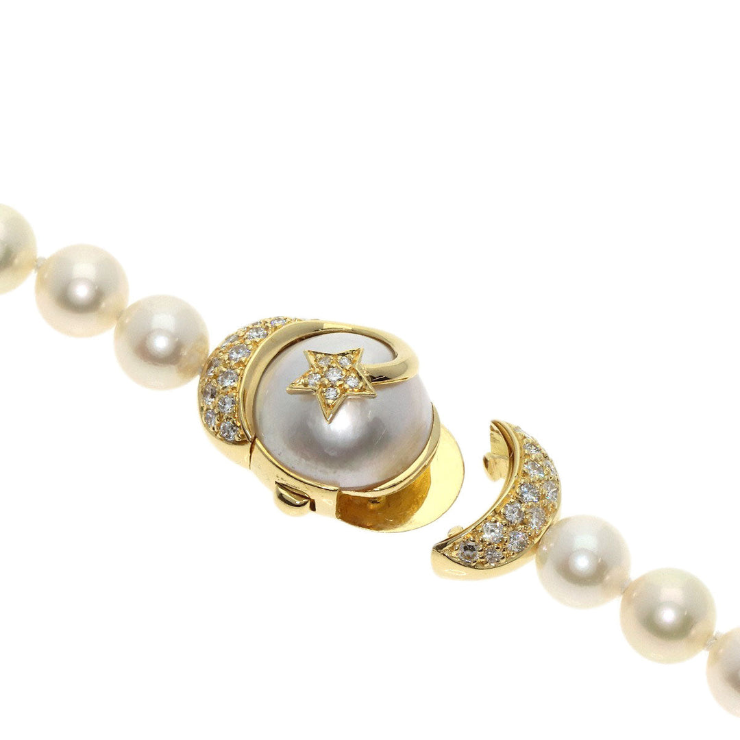 CHANEL Necklace 18K Yellow Gold white Comet Pearl Diamond