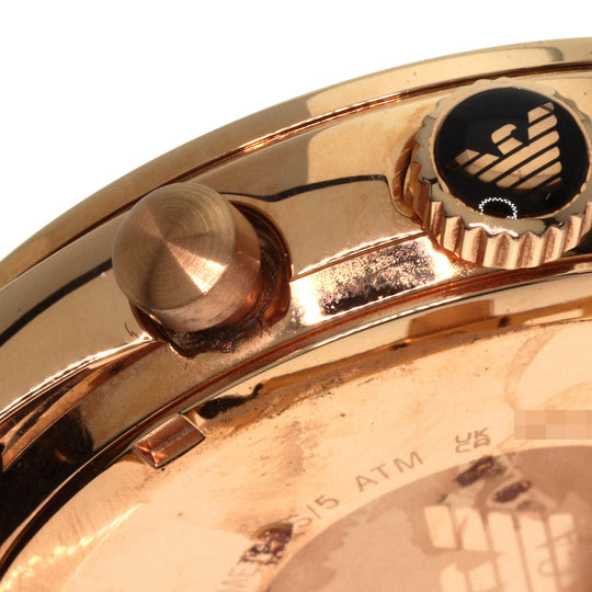 Emporio Armani Watches Quartz AR-5905 PGP, Rubber gold Round face black dial mens Used Authentic