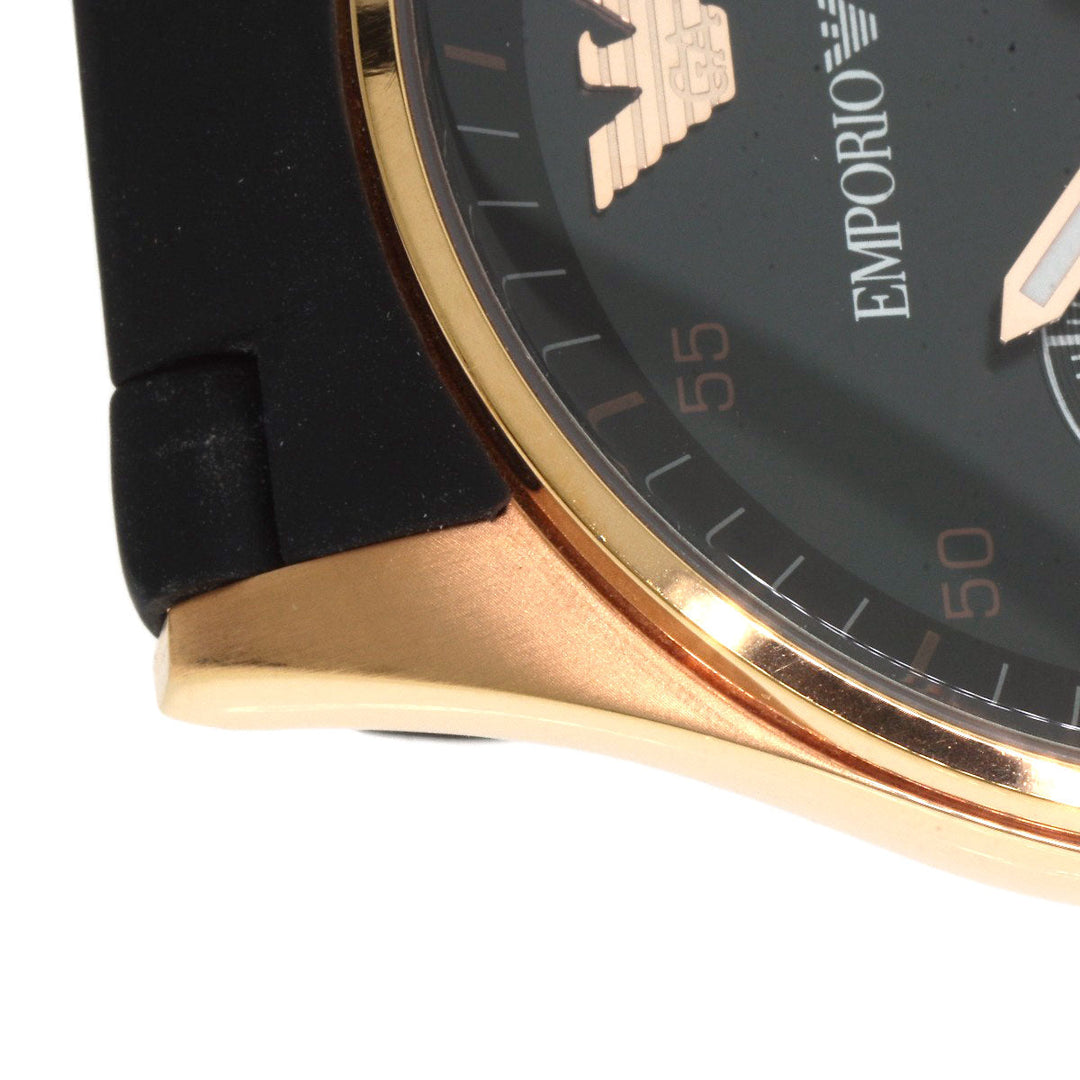 Emporio Armani Watches Quartz AR-5905 PGP, Rubber gold Round face black dial mens Used Authentic