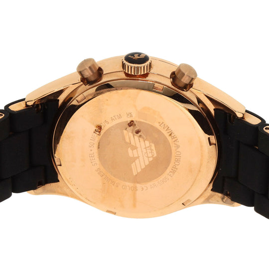Emporio Armani Watches Quartz AR-5905 PGP, Rubber gold Round face black dial mens Used Authentic