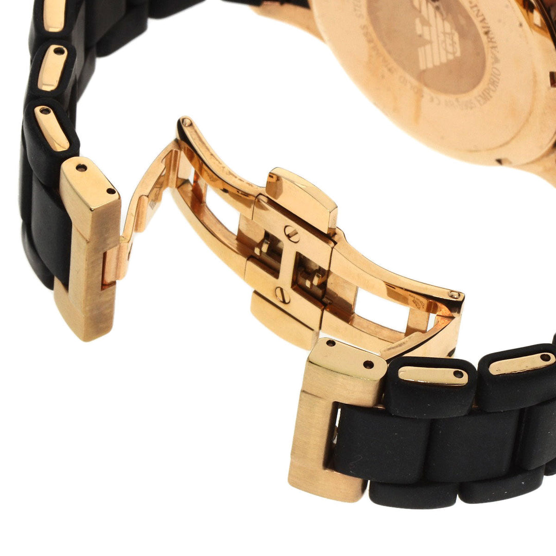 Emporio Armani Watches Quartz AR-5905 PGP, Rubber gold Round face black dial mens Used Authentic