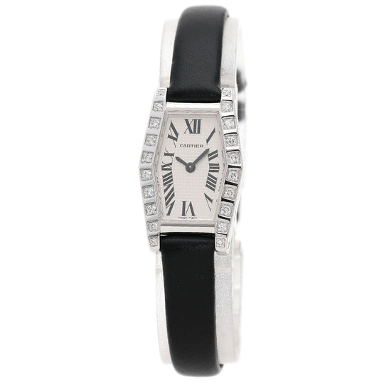 CARTIER Watches Quartz WJ2005W3 K18WG, leather Silver hexagonal laniere Silver dial Women Used Authentic