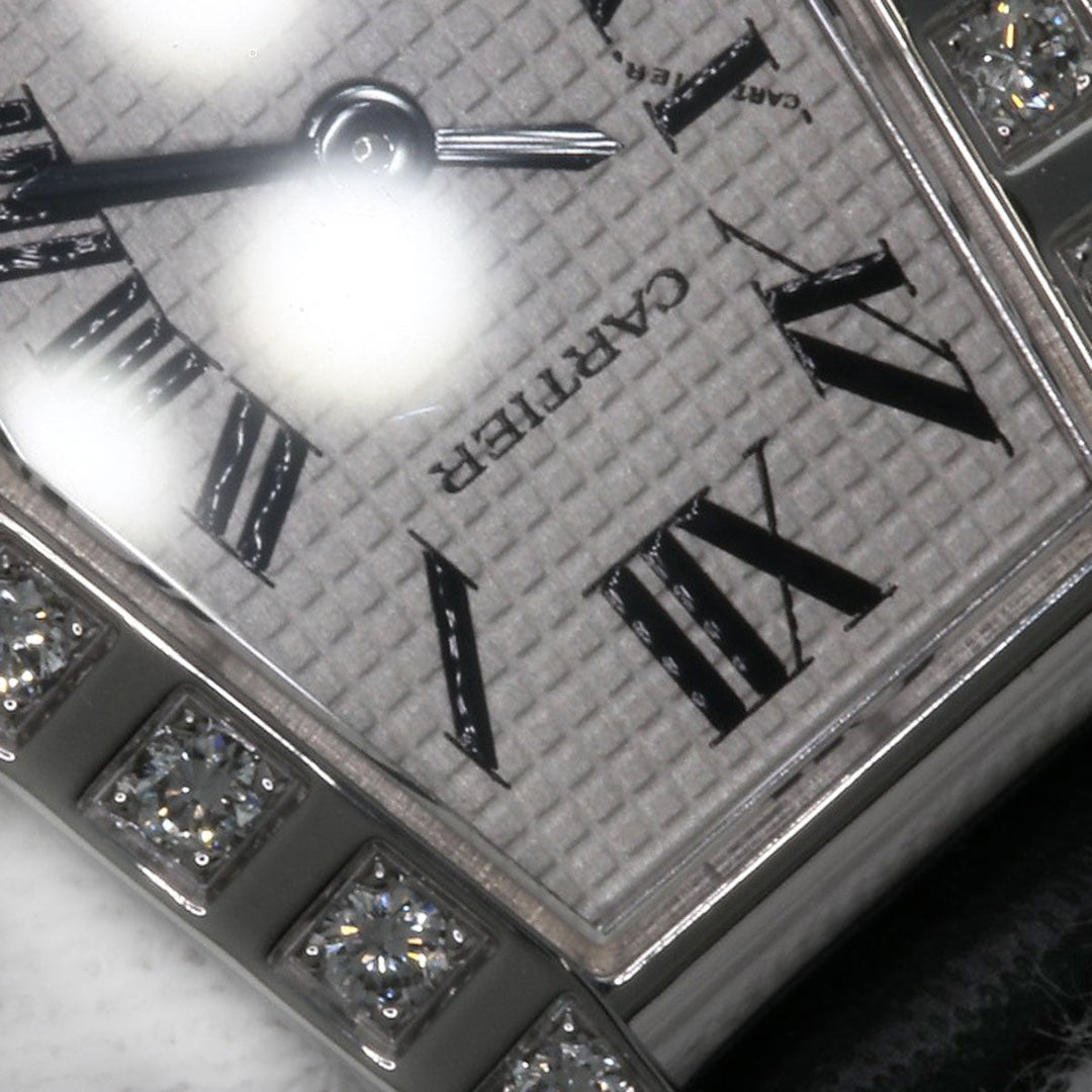 CARTIER Watches Quartz WJ2005W3 K18WG, leather Silver hexagonal laniere Silver dial Women Used Authentic