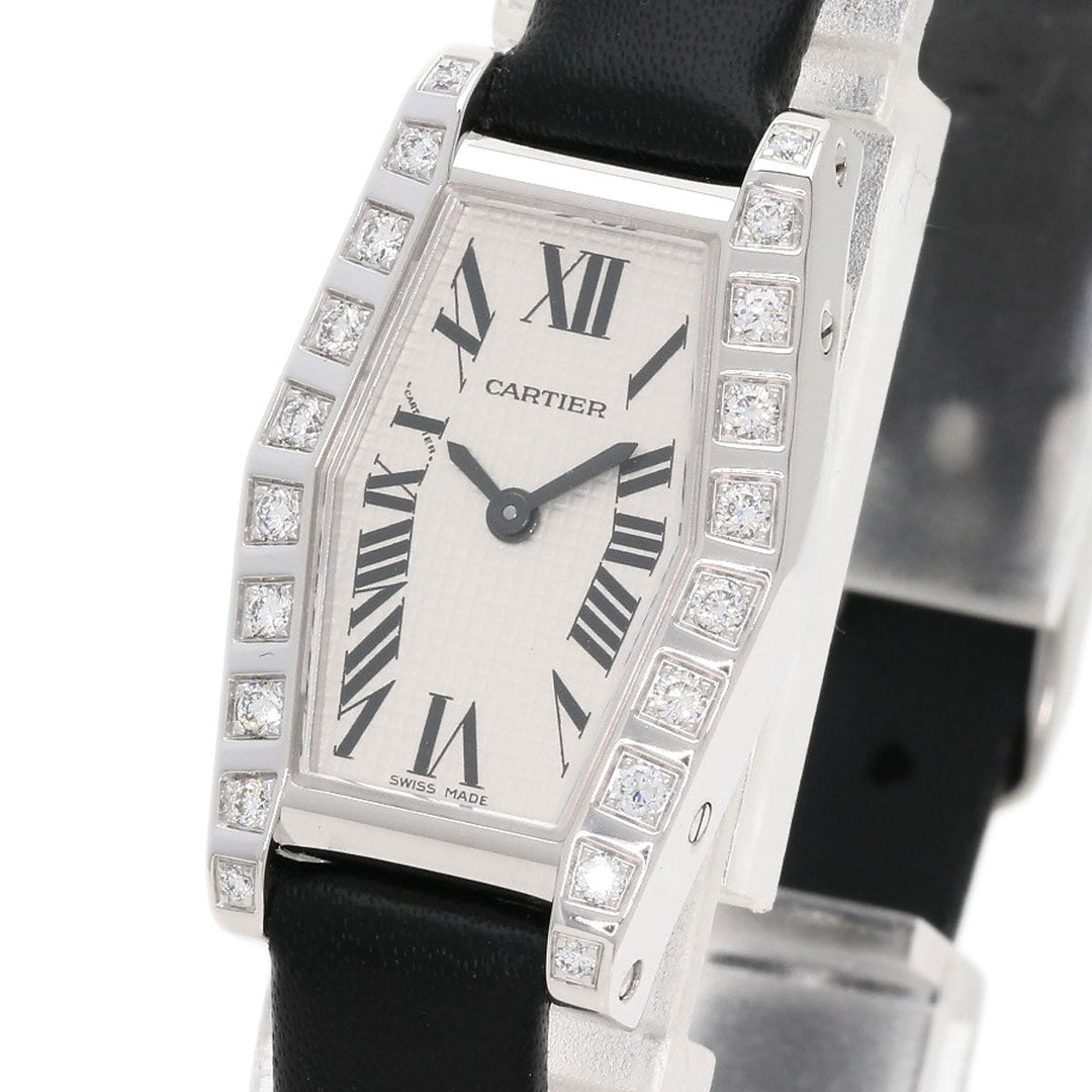 CARTIER Watches Quartz WJ2005W3 K18WG, leather Silver hexagonal laniere Silver dial Women Used Authentic