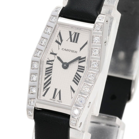 CARTIER Watches Quartz WJ2005W3 K18WG, leather Silver hexagonal laniere Silver dial Women Used Authentic