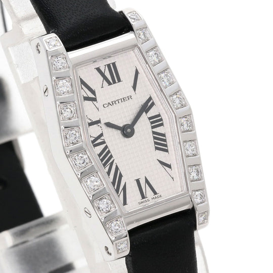 CARTIER Watches Quartz WJ2005W3 K18WG, leather Silver hexagonal laniere Silver dial Women Used Authentic