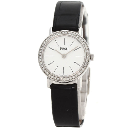 PIAGET Watches Quartz P10246 K18WG, leather Silver Arti Plato white dial Women Used Authentic