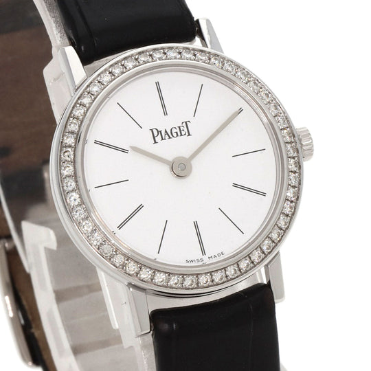 PIAGET Watches Quartz P10246 K18WG, leather Silver Arti Plato white dial Women Used Authentic
