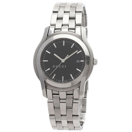 GUCCI Watches Quartz 5500XL Stainless Steel Silver Round face black dial mens Used Authentic