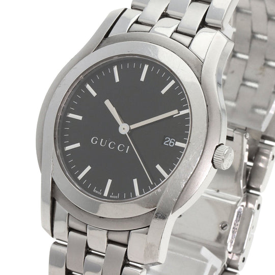 GUCCI Watches Quartz 5500XL Stainless Steel Silver Round face black dial mens Used Authentic