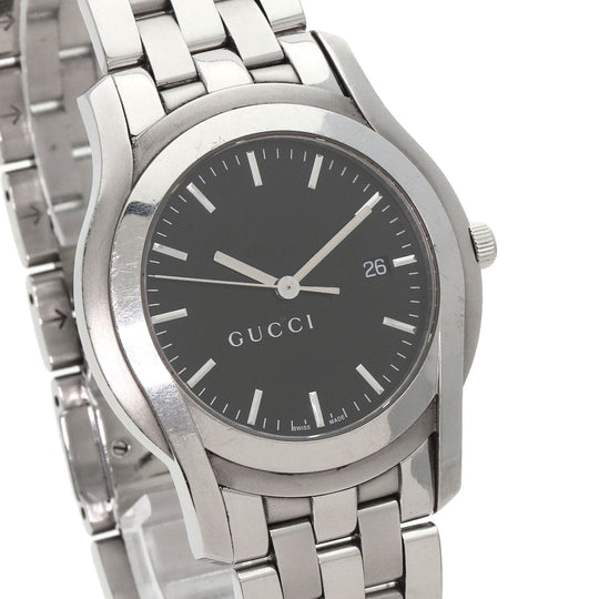 GUCCI Watches Quartz 5500XL Stainless Steel Silver Round face black dial mens Used Authentic