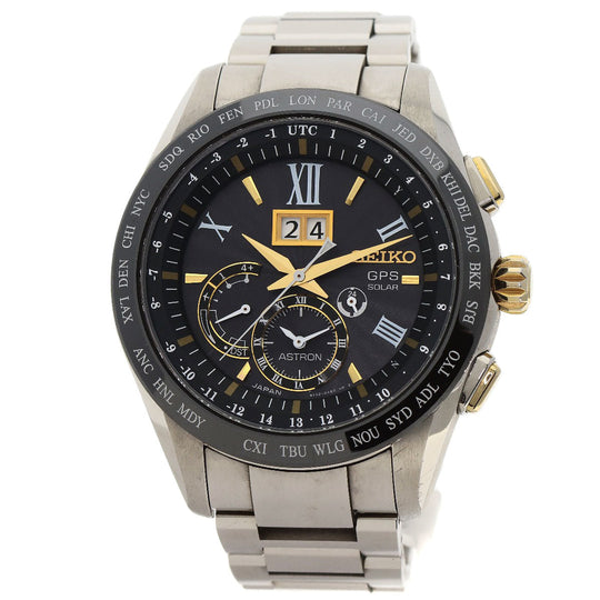 SEIKO Watches Solar Powered SBXB139 Titanium, Titanium Silver Astron black dial mens Used Authentic