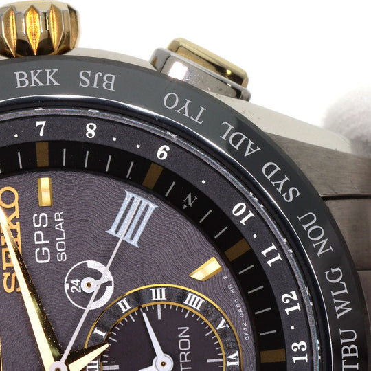 SEIKO Watches Solar Powered SBXB139 Titanium, Titanium Silver Astron black dial mens Used Authentic