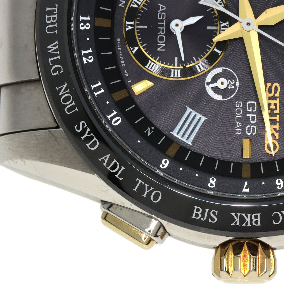 SEIKO Watches Solar Powered SBXB139 Titanium, Titanium Silver Astron black dial mens Used Authentic