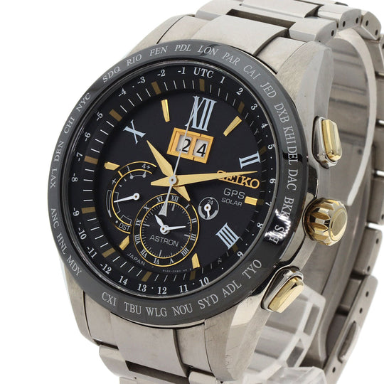 SEIKO Watches Solar Powered SBXB139 Titanium, Titanium Silver Astron black dial mens Used Authentic