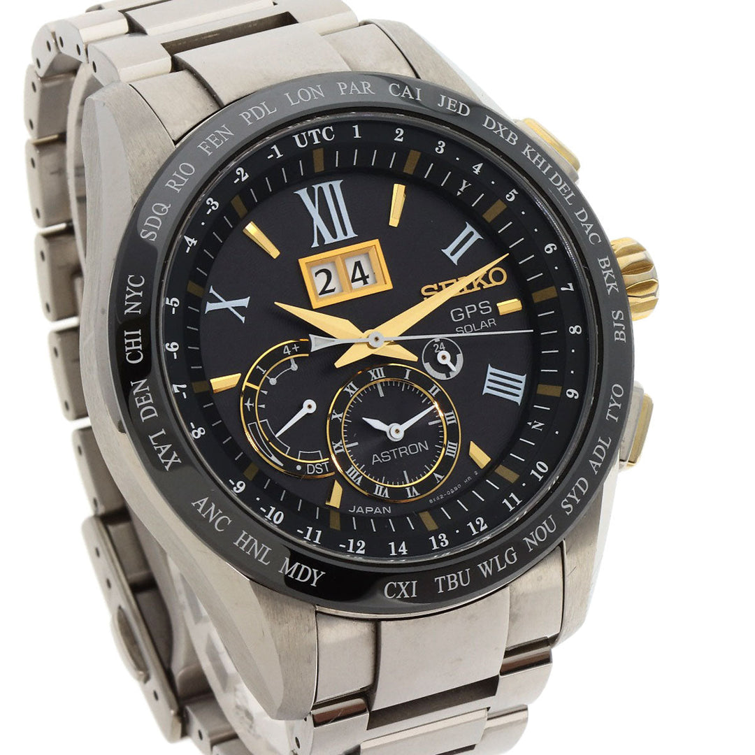 SEIKO Watches Solar Powered SBXB139 Titanium, Titanium Silver Astron black dial mens Used Authentic
