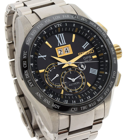 SEIKO Watches Solar Powered SBXB139 Titanium, Titanium Silver Astron black dial mens Used Authentic