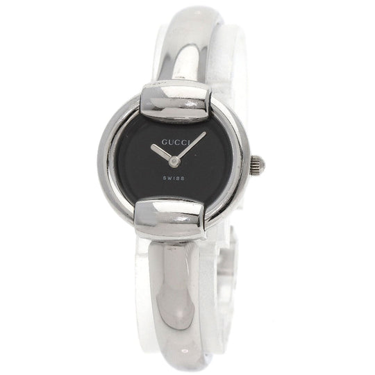 GUCCI Watches Quartz 1400L Stainless Steel , Stainless Steel Silver Round face black dial Women Used Authentic