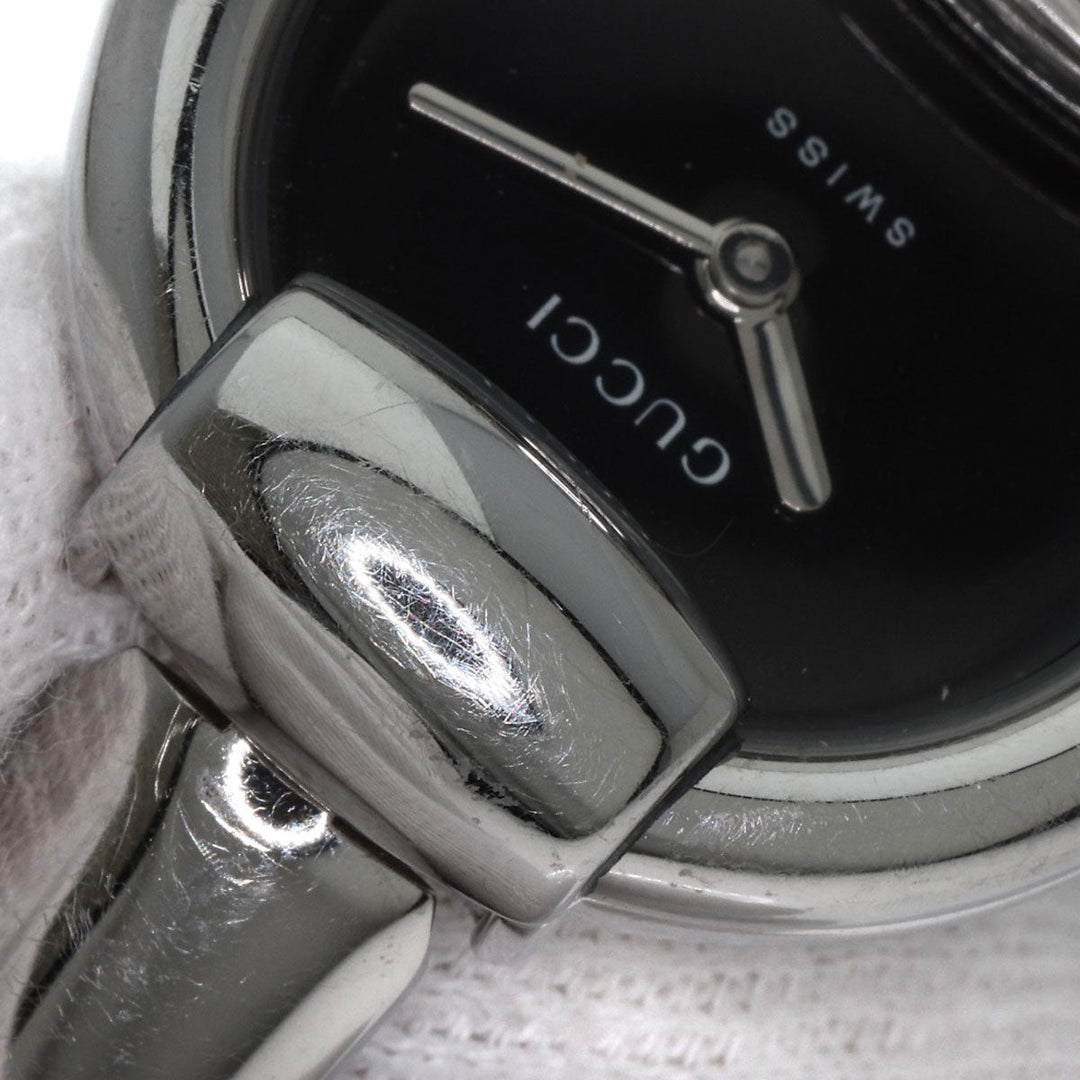GUCCI Watches Quartz 1400L Stainless Steel , Stainless Steel Silver Round face black dial Women Used Authentic