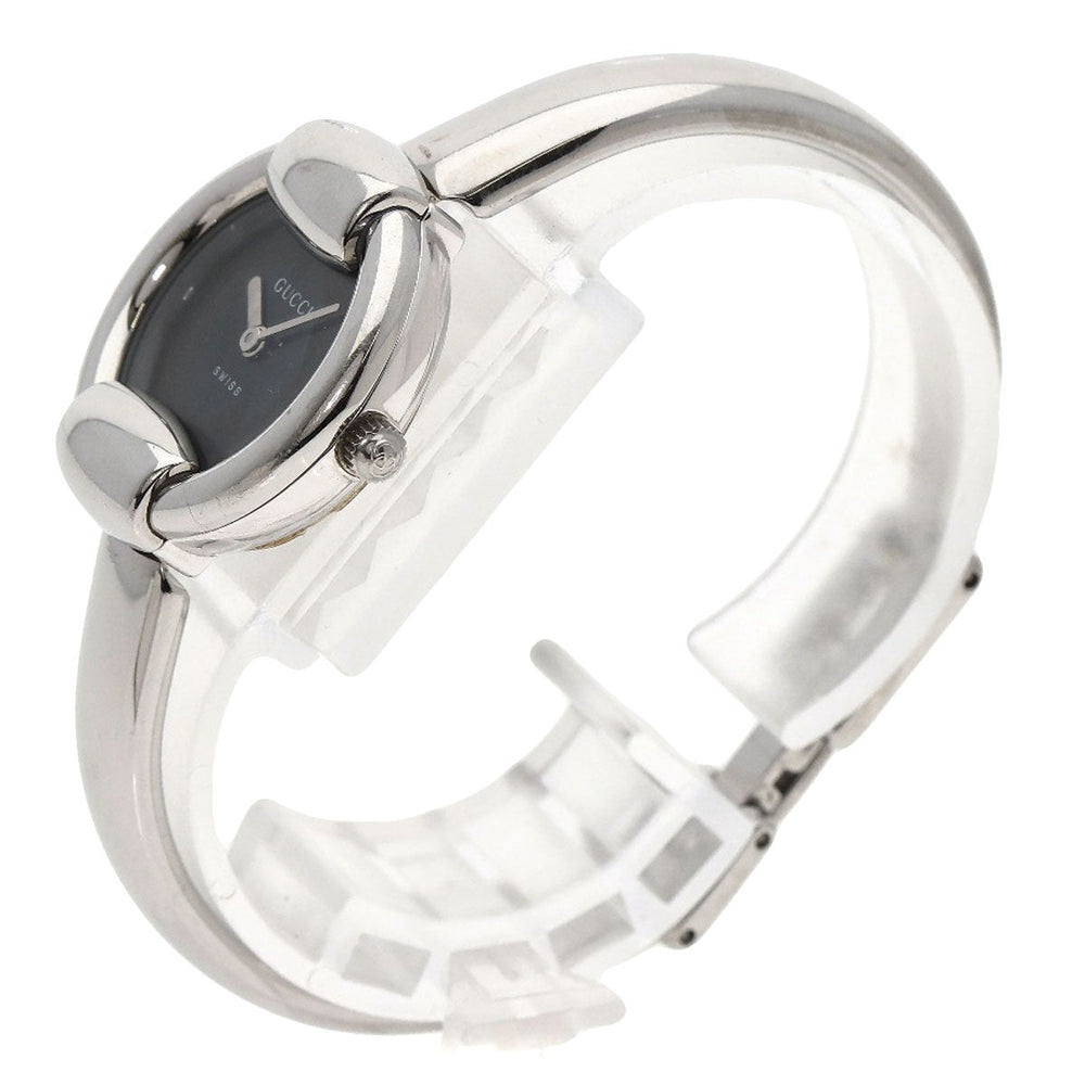 GUCCI Watches Quartz 1400L Stainless Steel , Stainless Steel Silver Round face black dial Women Used Authentic
