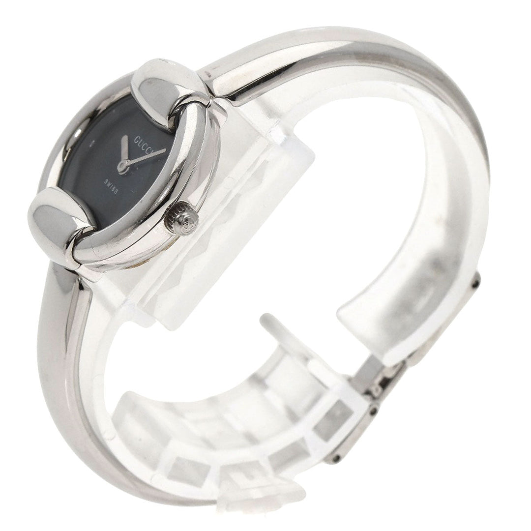 GUCCI Watches Quartz 1400L Stainless Steel , Stainless Steel Silver Round face black dial Women Used Authentic