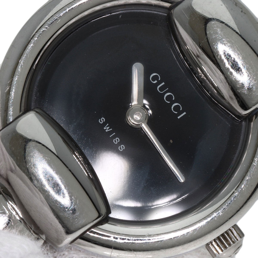GUCCI Watches Quartz 1400L Stainless Steel , Stainless Steel Silver Round face black dial Women Used Authentic