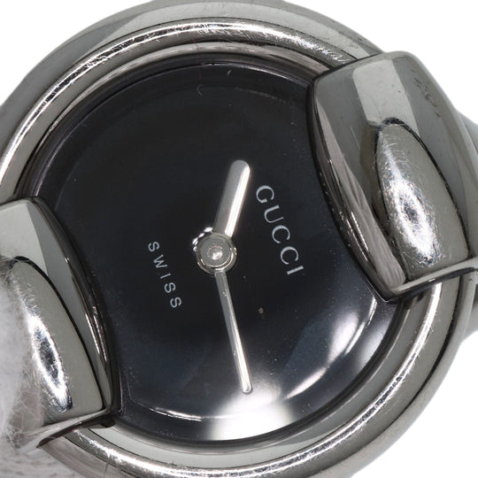 GUCCI Watches Quartz 1400L Stainless Steel , Stainless Steel Silver Round face black dial Women Used Authentic