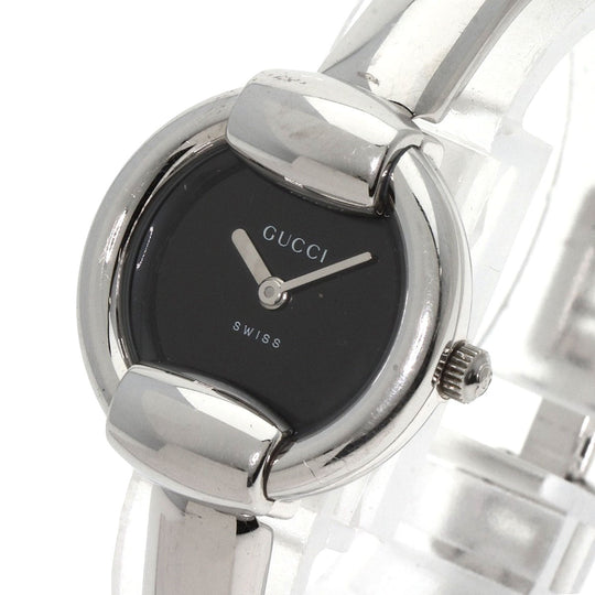 GUCCI Watches Quartz 1400L Stainless Steel , Stainless Steel Silver Round face black dial Women Used Authentic