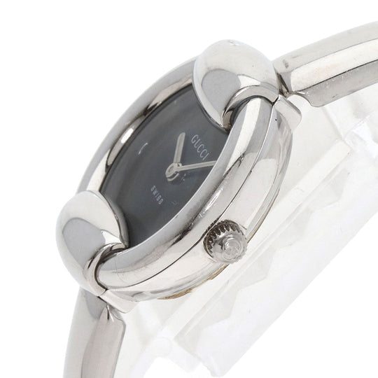 GUCCI Watches Quartz 1400L Stainless Steel , Stainless Steel Silver Round face black dial Women Used Authentic