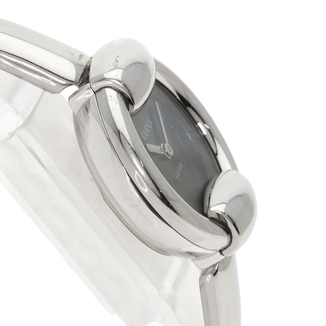 GUCCI Watches Quartz 1400L Stainless Steel , Stainless Steel Silver Round face black dial Women Used Authentic