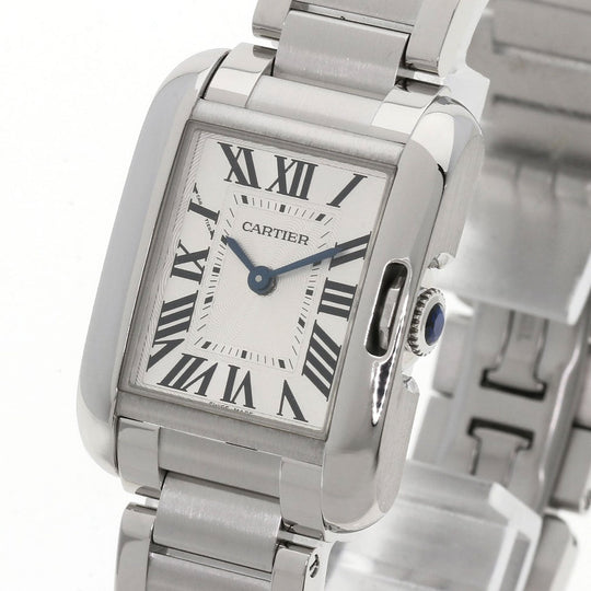 CARTIER Watches Quartz W5310022 Stainless Steel , Stainless Steel Silver Tank Anglaise SM Silver dial Women Used Authentic