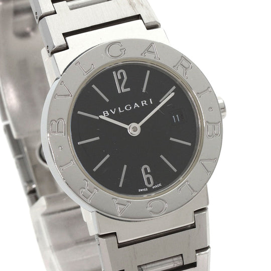 BVLGARI Watches Quartz BB26SSD Stainless Steel Silver Bulgari black dial Women Used Authentic