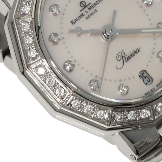 Baume & Mercier Watches Quartz MV045057 Stainless Steel Silver Riviera Diamond Women Used Authentic