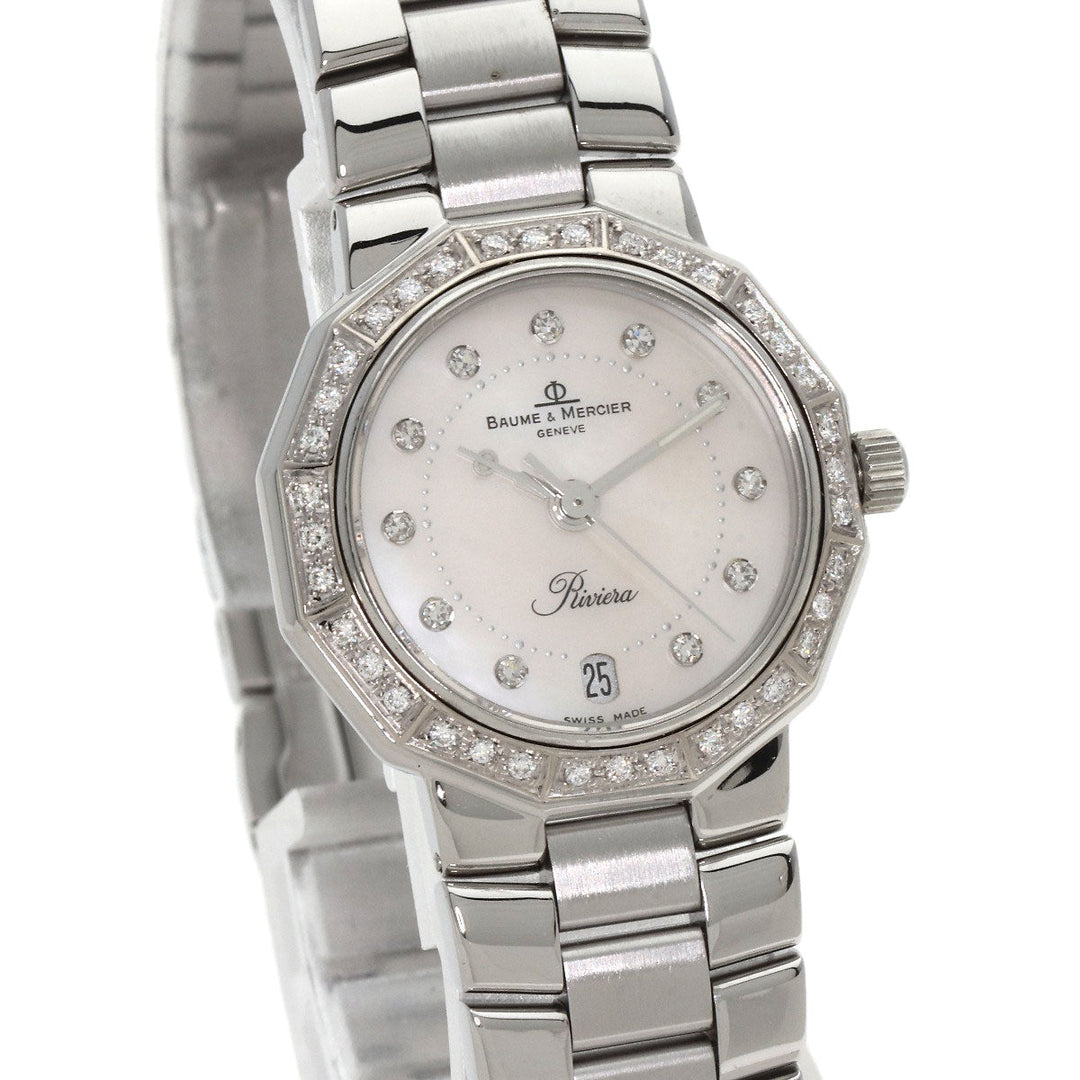 Baume & Mercier Watches Quartz MV045057 Stainless Steel Silver Riviera Diamond Women Used Authentic