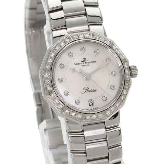 Baume & Mercier Watches Quartz MV045057 Stainless Steel Silver Riviera Diamond Women Used Authentic