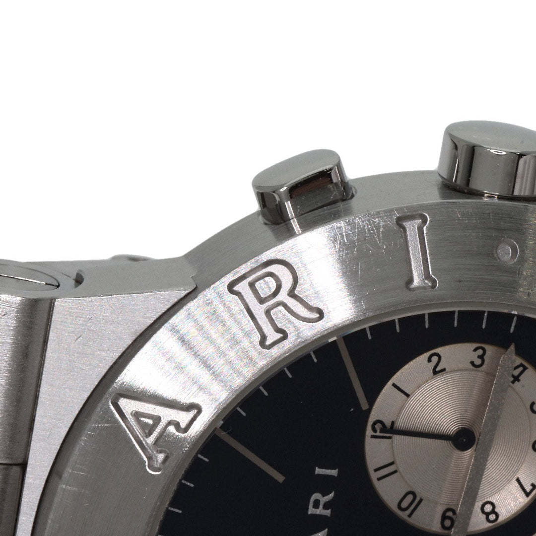 BVLGARI Watches Quartz CH35S Stainless Steel Silver Diagono Sports Chronograph black dial