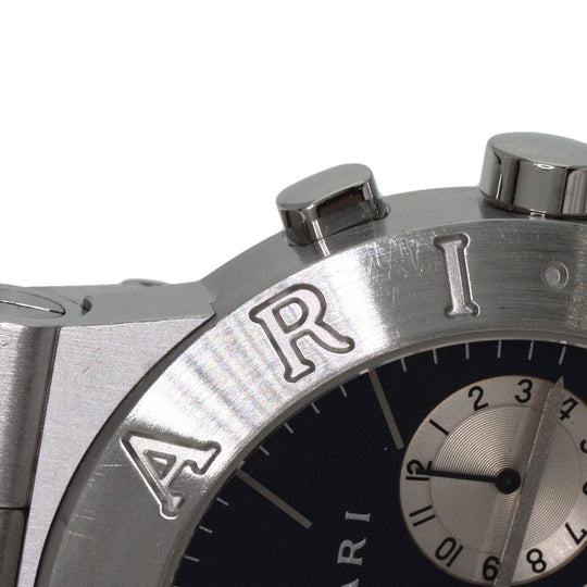 BVLGARI Watches Quartz CH35S Stainless Steel Silver Diagono Sports Chronograph black dial