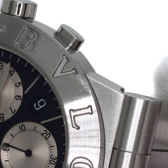 BVLGARI Watches Quartz CH35S Stainless Steel Silver Diagono Sports Chronograph black dial