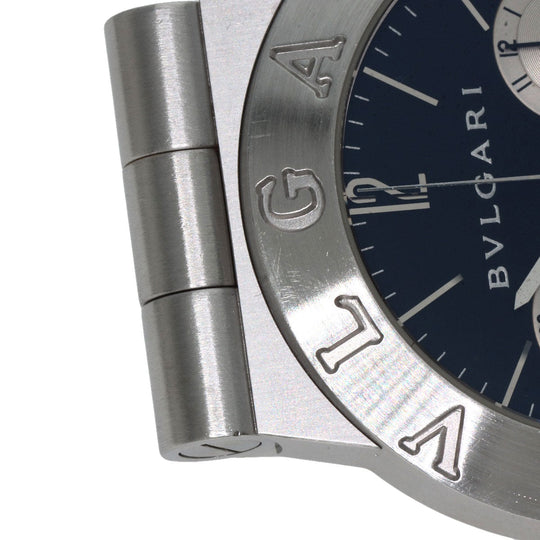 BVLGARI Watches Quartz CH35S Stainless Steel Silver Diagono Sports Chronograph black dial