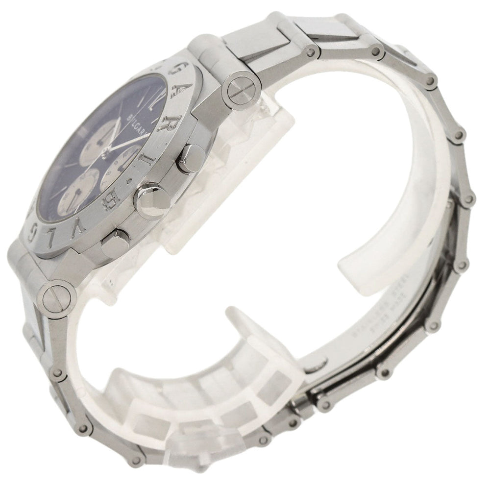 BVLGARI Watches Quartz CH35S Stainless Steel Silver Diagono Sports Chronograph black dial