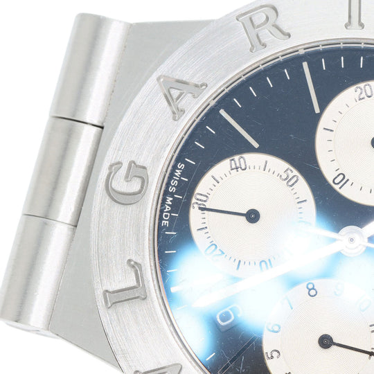 BVLGARI Watches Quartz CH35S Stainless Steel Silver Diagono Sports Chronograph black dial