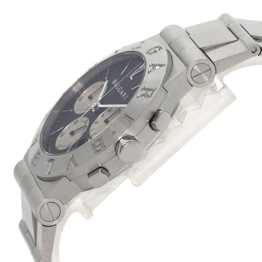 BVLGARI Watches Quartz CH35S Stainless Steel Silver Diagono Sports Chronograph black dial